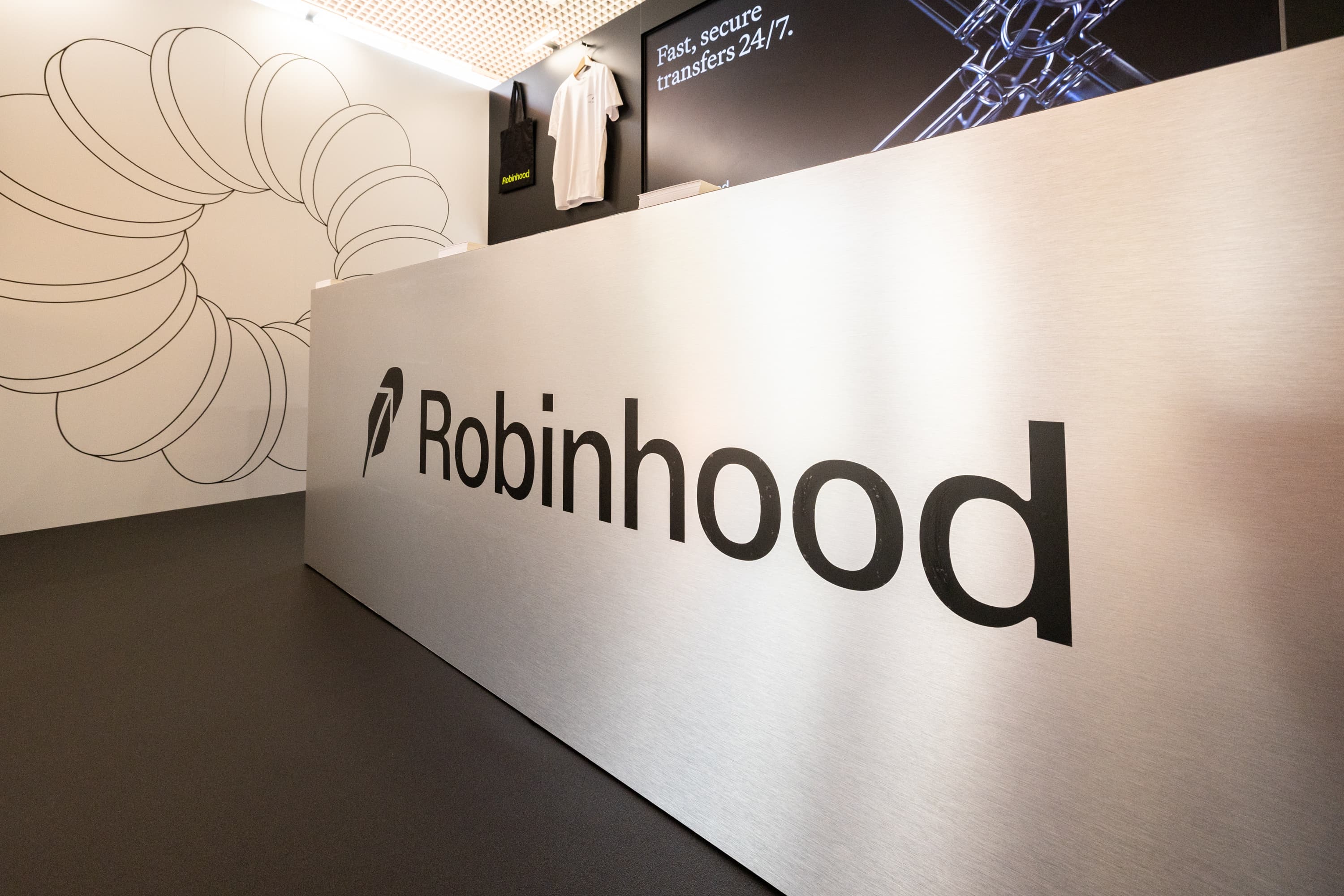 Exhibition space with illuminated signage